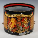 A Great War hand painted regimental drum 2ND BN. SCOTS GUARDS by Henry Potter & Co., 36 West,