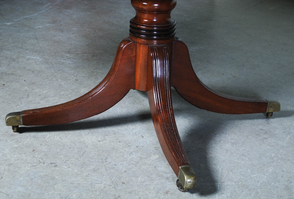 A 19th century mahogany twin pedestal dining table converting to two square snap top pedestal tables - Image 8 of 12