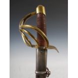 A Napoleonic French Cuirassier's cavalry sword and scabbard, the blade inscribed 'Klingenthal,