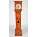 A late 17th/ early 18th century red lacquered longcase clock, John Andrews, Leadenhall Street,
