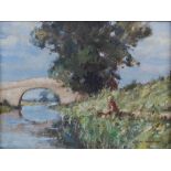 AR Owen Waters (1916-2004) A Canal Bridge on the Llangollen Canal oil on board, signed lower right