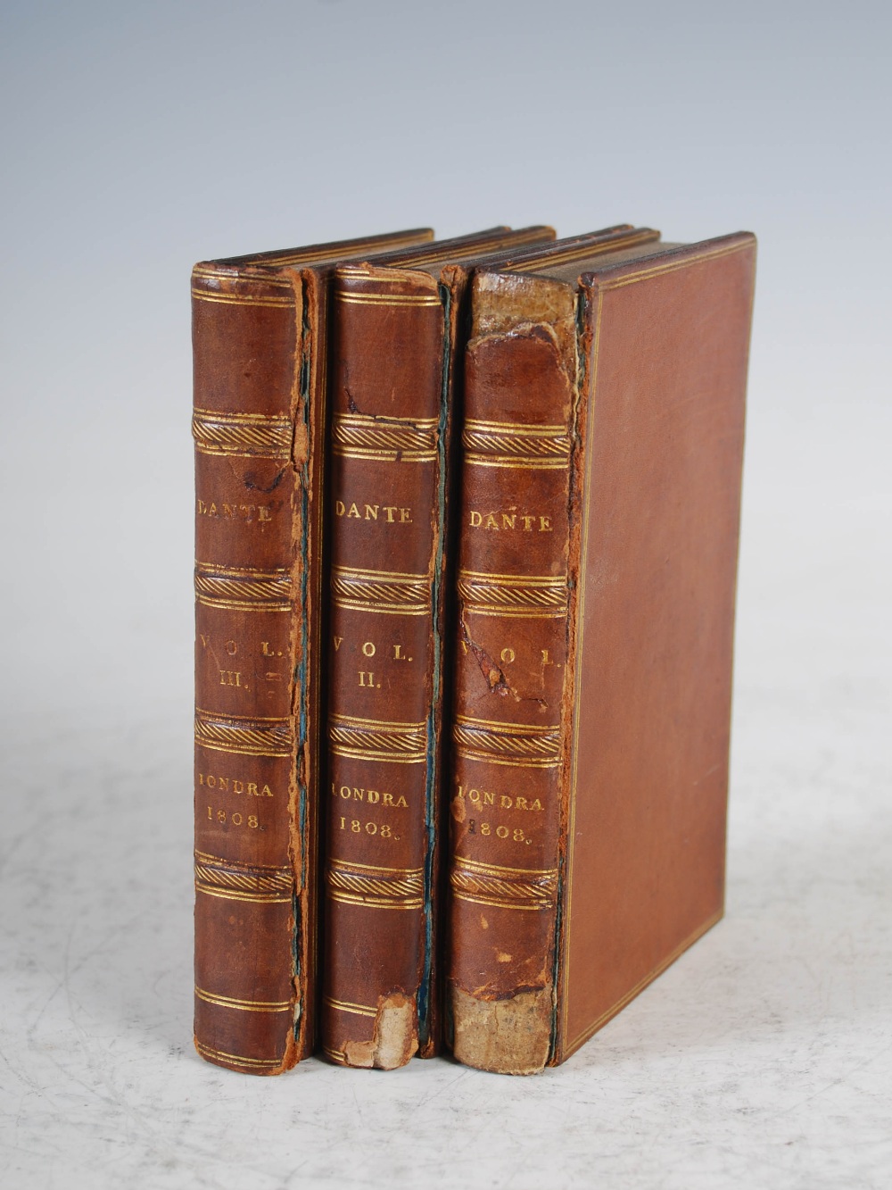 G.B. Boschini, La Divina Commedia, Di Dante, volumes I, II & III, Londra, 1808, brown leather covers - Image 2 of 2