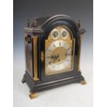 A late 19th century ebonised and gilt metal mounted bracket clock, with Cambridge chimes, the