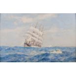 Arthur James Wetherall Burgess (Australian 1879-1957) Clipper in full sail oil on board, signed