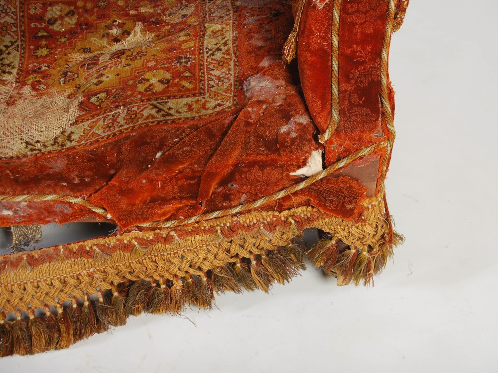 A Victorian mahogany carpet upholstered two seat sofa, raised on tapered cylindrical supports with - Image 7 of 12