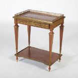 A late 19th/early 20th century French mahogany and gilt metal mounted side table, the rectangular