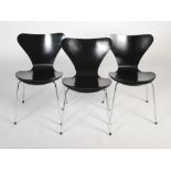 A set of three Series 7 chairs designed by Arne Jacobsen, manufactured by Fritz Hansen 1978,