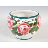 A Wemyss pottery Combe flower pot, decorated with roses, impressed mark 'Wemyssware R.H. & S.', 18cm