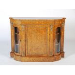 A Victorian walnut, marquetry inlaid and gilt metal mounted credenza of small proportions, the