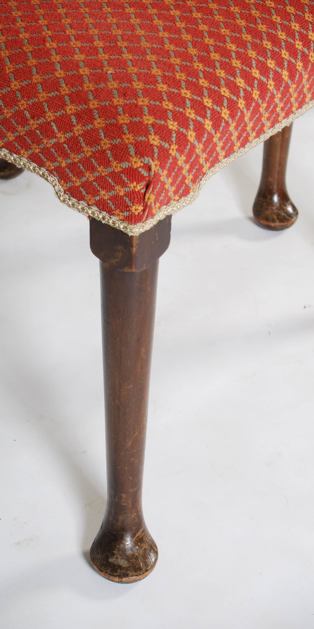 A set of ten early 20th century mahogany dining chairs, the needlework backs and seats raised on - Image 2 of 4