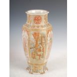 A Japanese hexagonal shaped Satsuma pottery vase, Meiji Period, with richly gilded and enamel