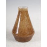 A rare Monart stoneware vase, shape S, brown coloured with an opaque white interior, 15.5cm high.