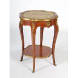 A late 19th/early 20th century kingwood, parquetry and ormolu mounted occasional table, the shaped