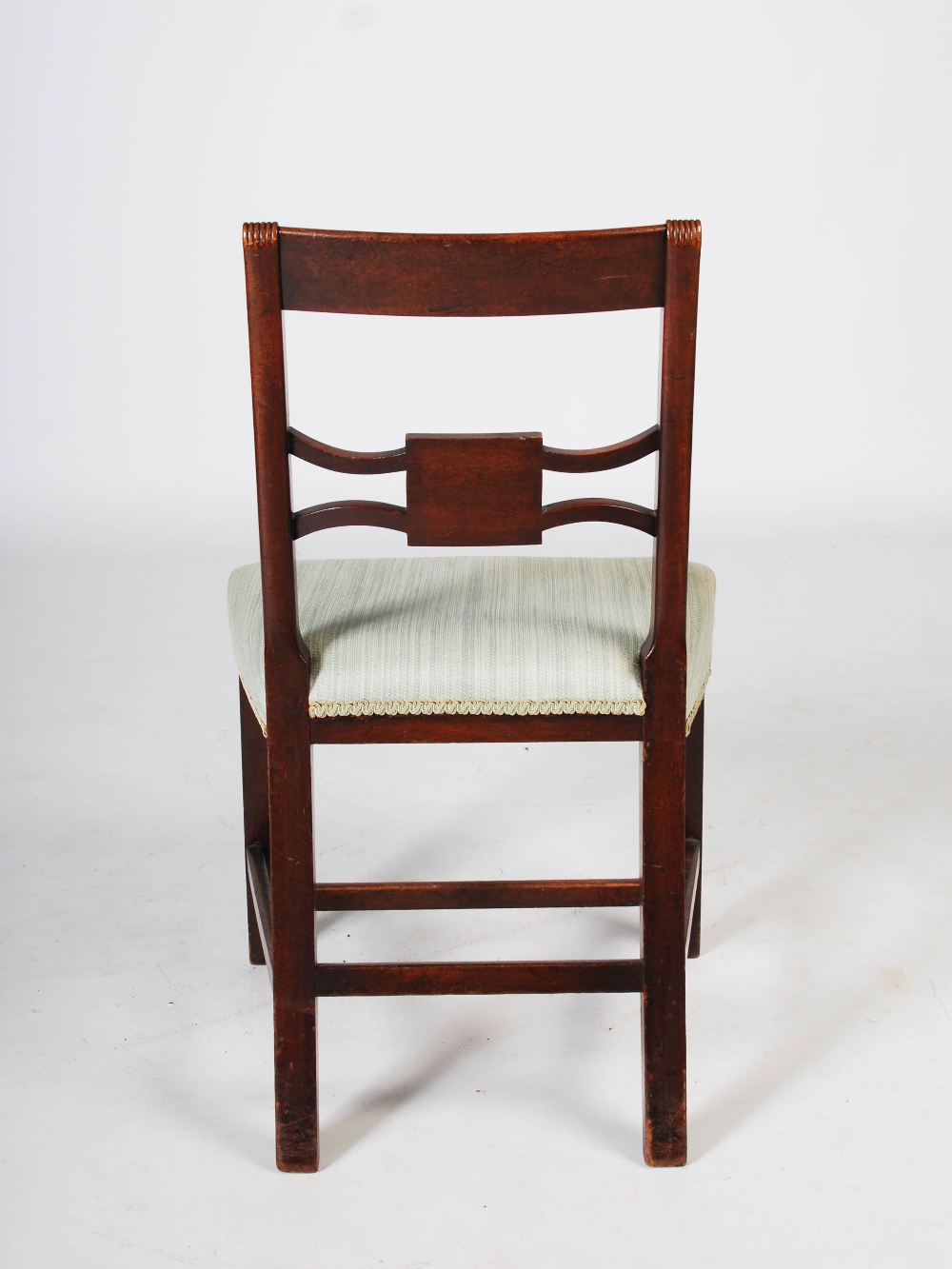 A set of eight 19th century mahogany and boxwood lined dining chairs, comprising; two carvers and - Image 7 of 7