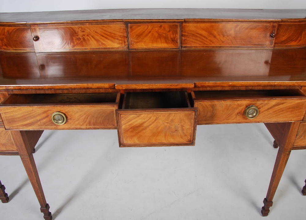 A Scottish George III mahogany and boxwood lined sideboard, the stage back with two sliding doors on - Image 6 of 6