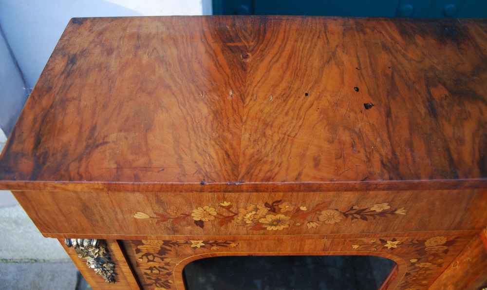 A Victorian walnut, marquetry and gilt metal mounted breakfront credenza, the central panelled - Image 7 of 11