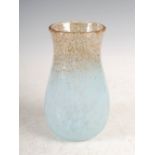 A Monart vase, shape JJ, mottled clear and blue glass with gold coloured inclusions, The Royal
