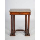 A late 19th/early 20th century French mahogany console table, the rectangular marble top above a
