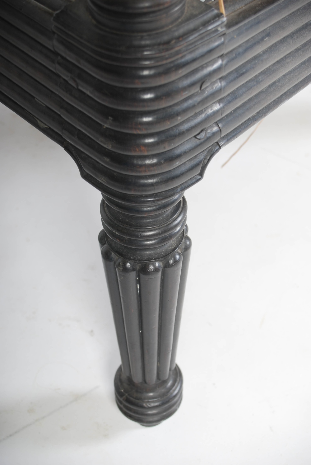 A 19th century Anglo Indian calamander planters armchair, the top rail with horizontal reeded detail - Image 6 of 6
