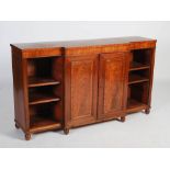 A 19th century mahogany and ebony lined Regency style breakfront chiffonier, the rectangular top