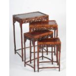 A quartetto of Chinese dark wood occasional tables, late 19th/early 20th century, the rectangular