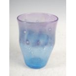 A rare Monart vase, shape OD, mottled purple and blue glass with air bubble inclusions, 17.5cm
