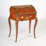 A late 19th century kingwood, parquetry and gilt metal mounted bureau de dame, the hinged fall front