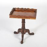 A George III style mahogany tray top occasional table, the rectangular top with a scroll carved