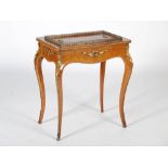 A late 19th century walnut, marquetry and gilt metal mounted jardiniere stand and cover, the