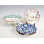 A small collection of Japanese ceramics, Meiji Period and later, to include; a footed bowl decorated