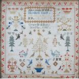 Two 19th century needlework samplers, one by Grace McMillan, 1845, and worked in coloured threads to