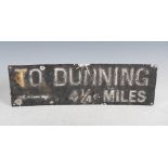 Two early 20th century road signs, 'TO AUCHTERARDER RAILWAY STATION' 87cm x 17.5cm and 'TO DUNNING 4