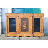 A Victorian walnut, marquetry and gilt metal mounted breakfront credenza, the central panelled
