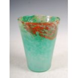 A Monart vase, shape OE, mottled orange and green glass with gold coloured inclusions, 22.5cm high.