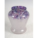 A Monart vase, mottled purple and green glass with air bubble inclusions, 13.5cm high.