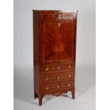 A 19th century Continental kingwood and marquetry inlaid secretaire a abattant, the rectangular