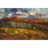 AR John Cunningham RGI DLITT (1926-1998) Drymen Landscape oil on canvas, signed lower right 69.5cm x