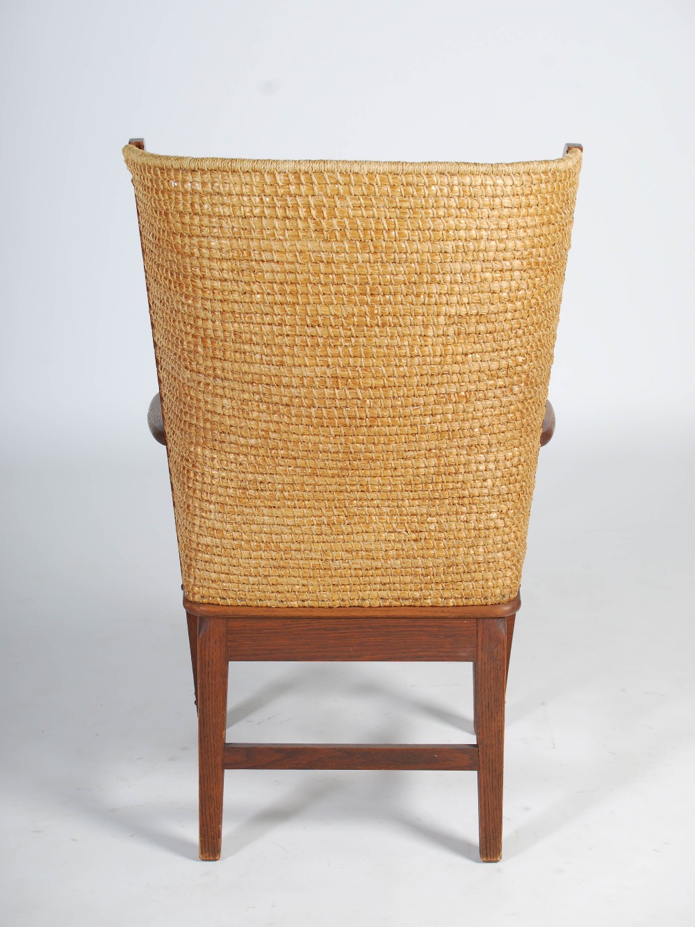 A late 19th/early 20th century oak Orkney chair, with woven back and woven drop in seat, raised on - Image 4 of 6