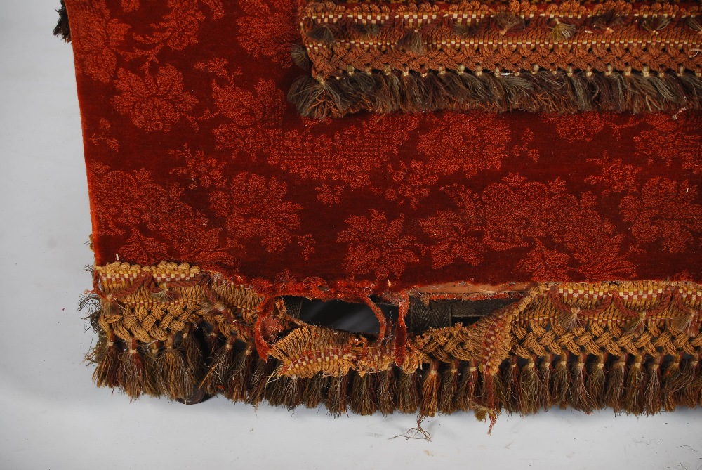 A Victorian mahogany carpet upholstered two seat sofa, raised on tapered cylindrical supports with - Image 10 of 12