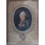 After Jospeh Boze Louis Seize, Roi De France Et De Navarre coloured engraving by J. Curtis 38cm x
