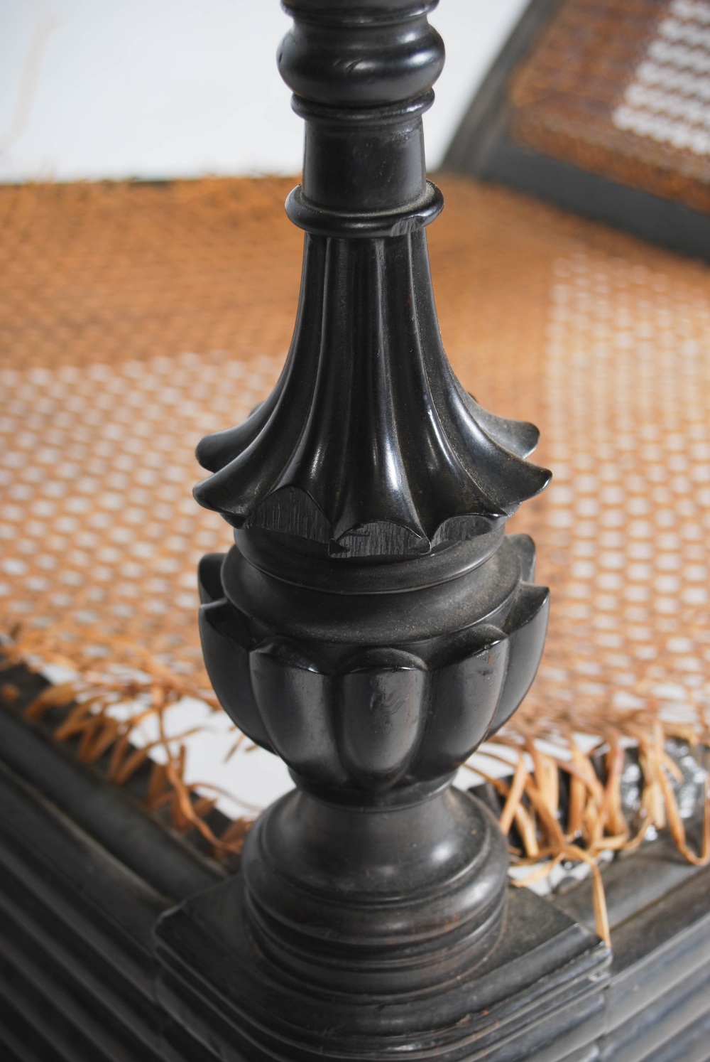 A 19th century Anglo Indian calamander planters armchair, the top rail with horizontal reeded detail - Image 5 of 6