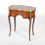 A late 19th century French kingwood and gilt metal mounted Louis XV style side table, the shaped