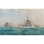 William Minshall Birchall (1884-1941) Following the Flagship watercolour, signed lower left and