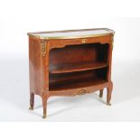 A late 19th/early 20th century French kingwood and gilt metal mounted open bookcase with