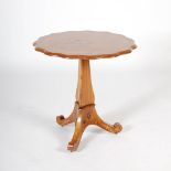 A late 19th/early 20th century satinwood and marquetry inlaid occasional table, the shaped