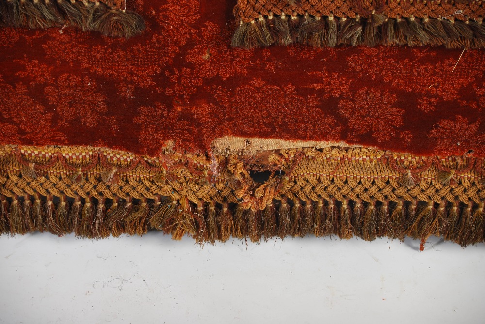 A Victorian mahogany carpet upholstered two seat sofa, raised on tapered cylindrical supports with - Image 11 of 12