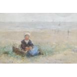 Robert Gemmell Hutchison RSA RBA ROI RSW (1855-1936) Waiting on the boats watercolour, signed