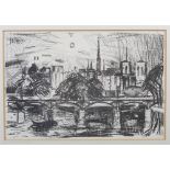 AR John Houston OBE RSA RSW RGI SSA (1930-2008) Pont des Art print, inscribed in pencil to the mount