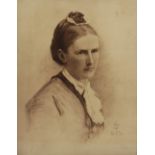 After Sir John Everett Millais Half length portrait of a lady black and white print 65cm x 49cm
