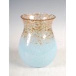 A Monart vase, shape SA, mottled clear and blue glass with gold coloured inclusions, The Royal